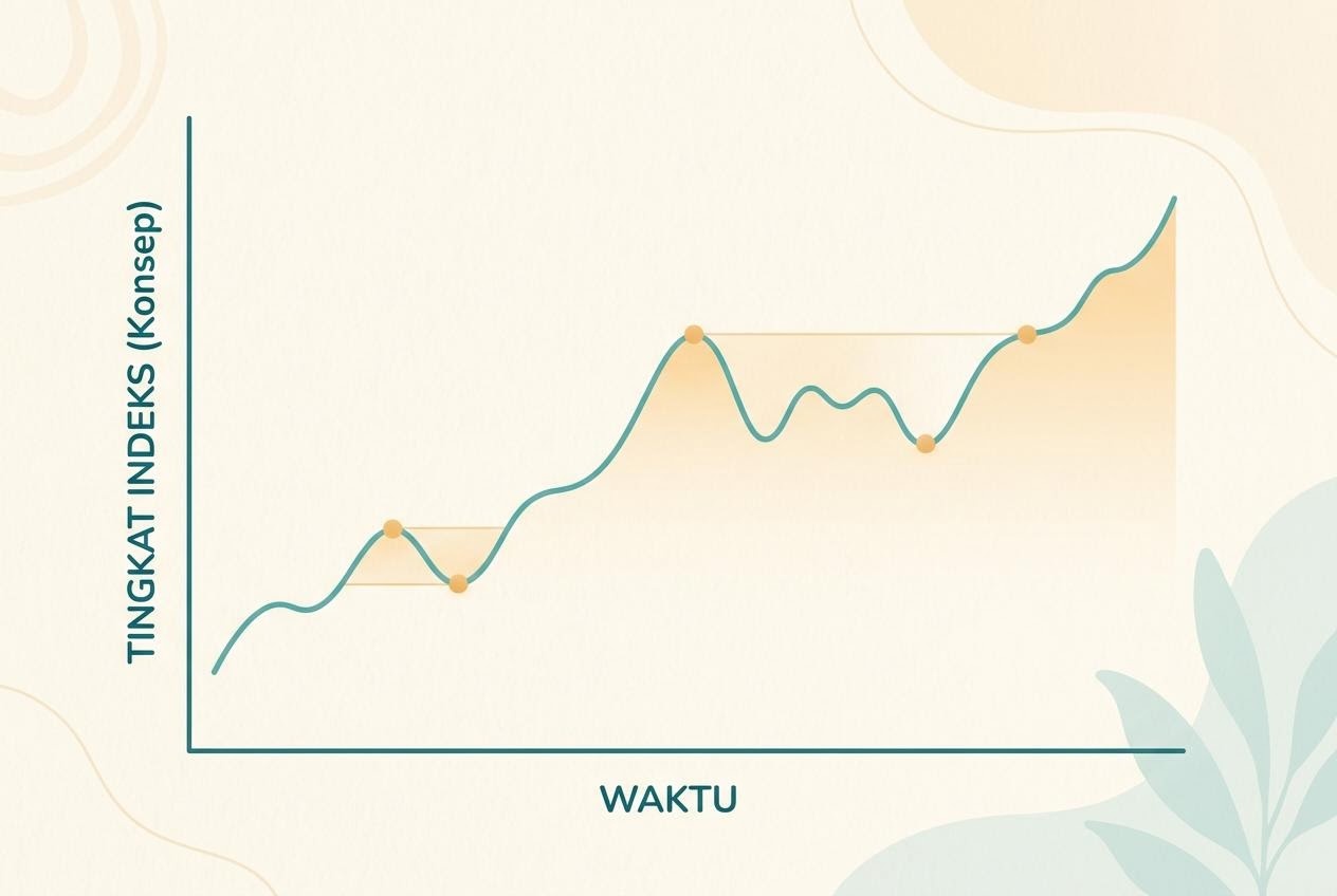 Grafik garis indeks yang menggambarkan pola pergerakan IHSG dari waktu ke waktu